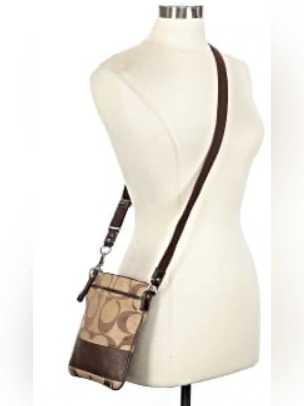Coach Brown and Beige Signature Messenger Crossbody Purse Women’s